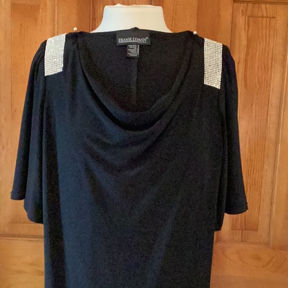 Ladies USA Sz. 8 Black Slip On Dress. Label Frank Lyman Design.  Made In Canada. - Picture 2 of 16